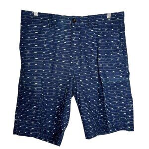 J Crew Crew Shorts Mens size 34 Blue linen blend 11" inseam Flat front NWT